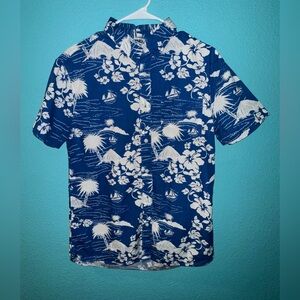 Hang Ten Navy and White Floral Men's Shirt